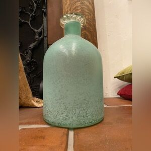 Large West Elm Waterscape Textured Sea Glass Glass Vase 12” New sea decor
